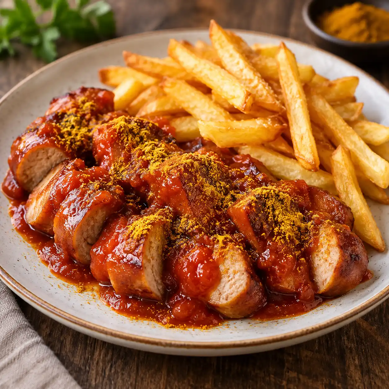 Currywurst – Mit würziger Tomaten-Currysauce