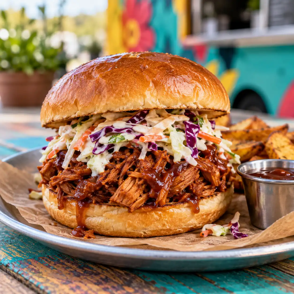 Pulled Jackfruit Bun – Mit Krautsalat und rauchiger BBQ-Sauce