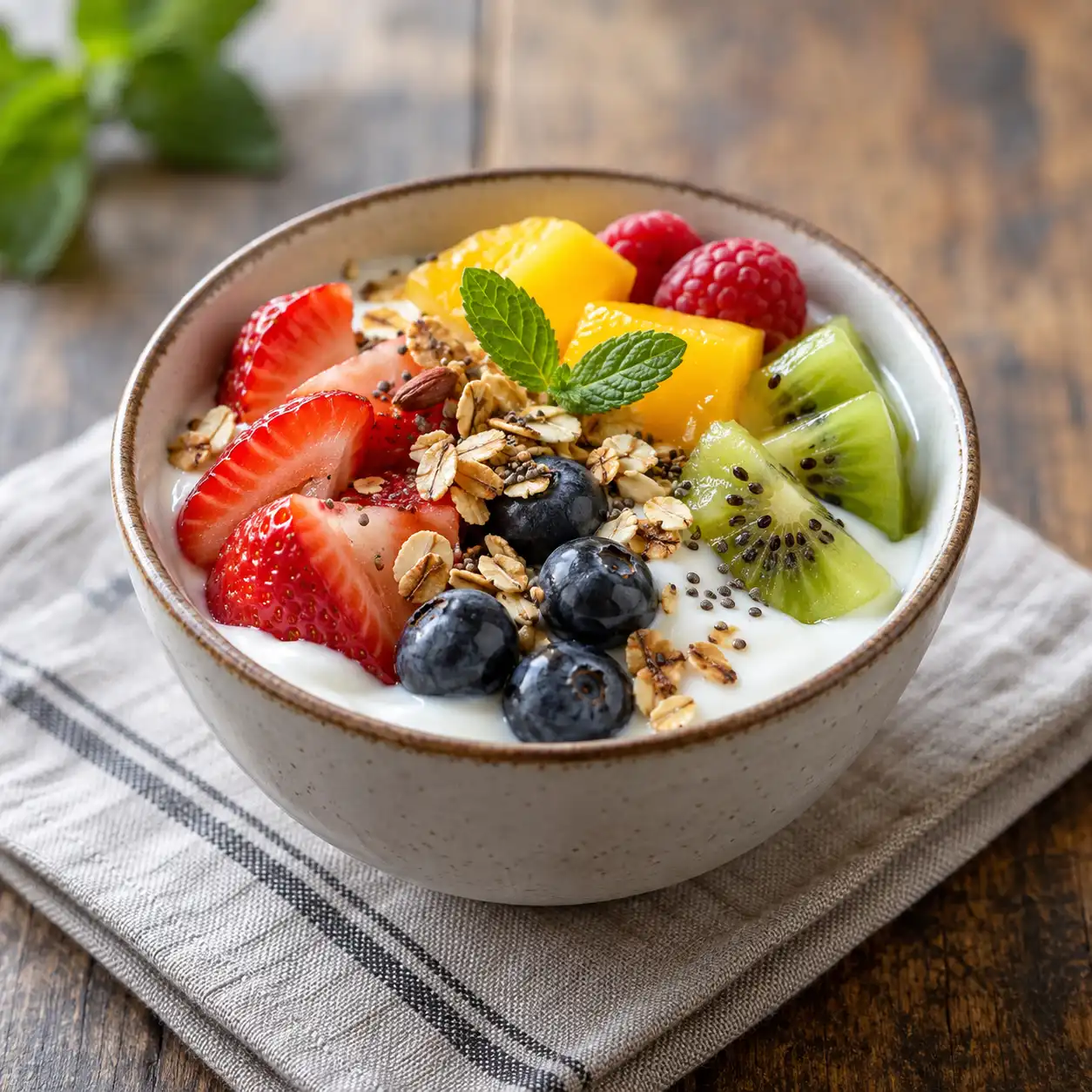 Obst & Joghurt – Saisonales Obst mit Naturjoghurt