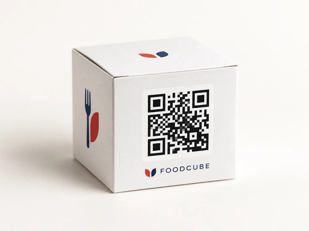 Faltbarer Papier-Cube mit QR-Code – Gestaltungsvorschlag
